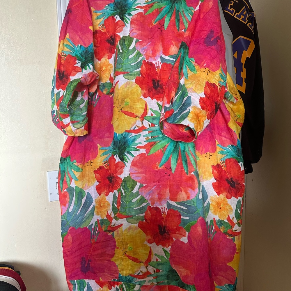 LOGO by Lori Goldstein Colorful Floral Long Sleeve Dress